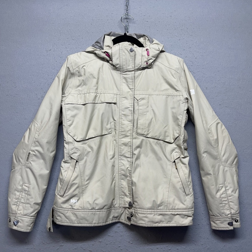 Helly Hansen Women's Ski Snow‎ Jacket Hooded Waterproof Insulated Beige M